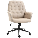 HOMCOM Bürostuhl mit Wippfunktion Drehstuhl Home-Office-Stuhl höhenverstellbarer Schreibtischstuhl ergonomisch 360°-Drehräder Schaumstoff Beige 66 x 69 x 89,5-97 cm