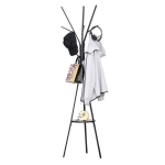 HOMCOM Garderobenständer Standgarderobe Kleiderständer Flurgarderobe Metall Schwarz 45 x 45 x 180 cm