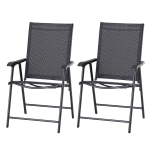 Outsunny Klappstuhl mit Armlehne, 2er Set, Campingstuhl, Angelstuhl, Metall, Schwarz, 58 x 64 x 94 cm