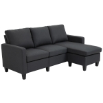 HOMCOM Ecksofa Stoffsofa Eckcouch Couchgarnitur mit wendbarer Chaiselongue L-Form Leinen Dunkelgrau 197 x 139 x 91 cm