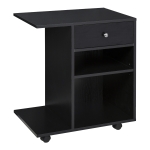Vinsetto Druckertisch, Druckerständer, Bürowagen, Rollwagen mit Schublade+2 Ablagen+CPU-Ständer, Spanlatte, Schwarz, 60 x 40 x 68,5 cm