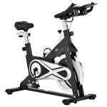 HOMCOM Fahrradtrainer Indoor Heimtrainer mit 18KG Schwungrad Home Gym Cycling Bike Trainer Fitnessfahrrad Stufenlos Widerstand Stahl Silber+Schwarz 125 x 54 x 112,7 cm