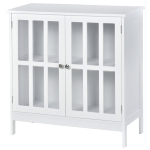 kleankin Badezimmerschrank Küchenschrank Vitrine mit 2 Türen Vitrinenschrank MDF Acryl Weiß 80 x 36 x 80 cm