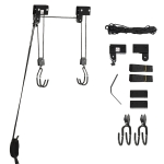 HOMCOM Kajak Lift Decken Lift Fahrrad-Bike Lift Aufbewahrungssystem für Kanus bis 50 kg Deckenhalterung Mehrzweck Stahl PP Schwarz 12,3 x 16 cm