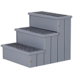 PawHut Haustiertreppe Hundetreppe Einstiegshilfe mit Teppich Stauraum Kiefernholz Grau 40,5 x 44,5 x 38 cm