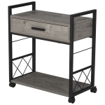 HOMCOM Beistelltisch Servierwagen mit Rädern Küchenwagen Kaffeetisch mit Schublade Ablage Sideboard beweglich Grau Spanplatte 60 x 30 x 65 cm