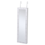 HOMCOM LED Schmuckschrank Aufhängbarer 2 in 1 Schmuckregal Spiegelschrank Türmontage MDF Weiß 36,6 x 8 x 120 cm