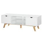 HOMCOM TV Schrank, TV-Kommode, Schrankelement mit Schubladen und Offene Regale, MDF, Weiß, 150 x 39 x 50 cm