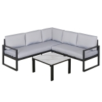Outsunny® 3-tlg. Gartengarnitur Alu Gartenset Sitzgruppe mit Couchtisch Kissen Grau