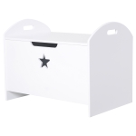HOMCOM Spielzeugkiste Kinder Aufbewahrungsbox Sitztruhe Sicherheitsscharnier Weiß MDF 62 x 40 x 46,5 cm