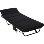 HOMCOM® Gästebett klappbar 2-in-1 Klappbett Verstellbare Kopfteilhöhe mit Rollen Schwarz