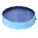 PawHut Hundepool Planschbecken Schwimmbecken Schwimmbad Hundebad PVC+Holz Blau Ø80 x H20 cm