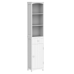 HOMCOM Badezimmerschrank Hochschrank Badschrank Badregal Bad Schrank Badmöbel, MDF, Weiß, 34x24x170cm