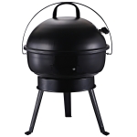 Outsunny Kugelgrill Holzkohlegril Windschutz Dreibeinfuß Camping Picknick tragbar Metall Schwarz Ø36,5 x 54 cm