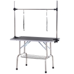 PawHut Trimmtisch Tierpflegetisch Schertisch Pflegetisch mit Unterkorb für Hunde höhenverstellbar klappbar Edelstahl Metall Schwarz 107 x 60 x 170 cm