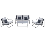 Outsunny 4-tlg. Gartengarnitur Gartenmöbel-Set Gartenliege Gartenset Sitzgruppe mit Couchtisch Sofa mit Kissen Outdoor Metall Grau+Schwarz