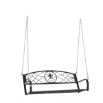 Outsunny Hängebank 2-Sitzer Gartenschaukel Schaukelbank Hollywoodschaukel Schwebebank mit Ketten Metall Schwarz 132 x 63 x 58 cm