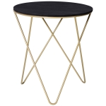 HOMCOM Kaffeetisch, Beistelltisch, Nachttisch, Couchtisch, Metall MDF der Klasse E1, Schwarz, Ø43 x 48 cm