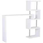 HOMCOM Bartisch-Regal Combi Stehtisch Tresentisch mit 4 Ablagefläche Multi-Winkel-Platzierung Drehbar Weiß 175x30x164,5 cm