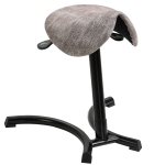 HOMCOM Stehhilfe Stehhocker Sattelhocker Drehstuhl mit Sattelsitz Kosmetikhocker gepolstert höhenverstellbar mit Kippfunktion Leinen Metall Khaki 48 x 55 x 58-83 cm