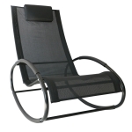 Outsunny Schaukelstuhl Schaukelliege Gartenliege Schwungliege 1 x Kopfkissen wetterfest Stahl + Texteline Schwarz bis 120 kg 105 x 62 x 88 cm