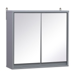 HOMCOM Spiegelschrank Badschrank Hängeschrank Badmöbel Wandschrank Mehrzweckschrank Holz Grau 48 x 14,5 x 45 cm