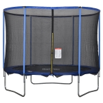 HOMCOM Trampolin mit Sicherheitsnetz Gartentrampolin für Innen- und Außenbereich Fitnesstrampolin für Kinder und Erwachsene Stahl Blau+Schwarz bis 113,6 kg Ø305 x 248H cm