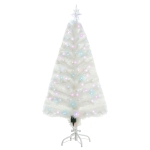 HOMCOM® Weihnachtsbaum 1,2 m Christbaum 130 Zweige mit RGB Led-Leuchten Metall PVC Weiß