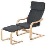 HOMCOM Relaxsessel mit Fußhocker, Ruhesessel mit Armlehne, Relaxstuhl, Leinenbezug Holzgestell Grau 65 x 69 x 98 cm