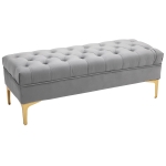 HOMCOM Sitzbank, Bettbank, Schuhbank mit erhöhten Beine, Schlafzimmer, Samt Hellgrau 118 x 45 x 42 cm