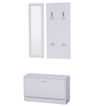 HOMCOM 3-teiliges Garderoben-Set Flurgaderobe mit Schuhschrank Garderobe Wandspiegel 4 Haken Weiß 30 x 100 cm (Spiegel)
