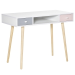 HOMCOM Kinderschreibtisch im Skandi-Design Weiß Rosa Grau 100 cm x 48 cm x76,5 cm