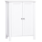 kleankin Badschrank Badezimmerschrank Badregal Kommode Standschrank 2 verstellbare Regale Holz MDF Weiß 60 x 30 x 80 cm