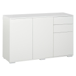 HOMCOM Standschrank Kommode 2 Schublade 3 Türen E1 Spanplatte Weiß 117 cm x 36 cm x 74 cm