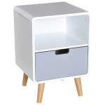 HOMCOM Nachttisch Nachtkommode Beistelltisch Nachtschrank mit Schublade Weiß Grau L40 x B38 x H58 cm