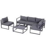 Outsunny® 6-tlg. Gartengarnitur Gartenset Sitzgruppe Gartenmöbel Alu 4 x Sessel 1 x Ecksofa 1 x Beistelltisch Kissen für 4–5 Personen