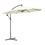 Outsunny Sombrilla de Jardín Ø300x260 cm Parasol Excéntrico Inclinable con Manivela Base Cruzada y Soporte de Metal 8 Varillas para Terraza Exterior Balcón Beige