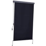 Outsunny Senkrechtmarkise Balkonmarkise Vertikalmarkise Windschutz Seitenrollo Sichtschutz mit Handkurbel Polyester+Aluminium Dunkelgrau 120 x 200 cm