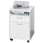 HOMCOM Rollcontainer, Aktenschrank, Bürocontainer mit Schublade, Büroschrank, Aufbewahrung Container, Spanplatte, Weiß, 40 x 35 x 60 cm