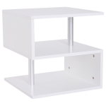 HOMCOM Beistelltisch Couchtisch Wohnzimmertisch Sofatisch S-Form 3 x Fach Spanplatte Stahl Weiß 48 x 48 x 48 cm