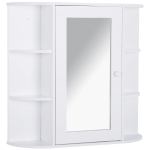 HOMCOM® Spiegelschrank Wandmontage Badezimmerregal Badeschrank 8 Fächer MDF Weiß
