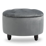 HOMCOM Luxus Hocker, Sitzhocker mit Stauraum, Polsterhocker, Polyester, Holz, Dunkelgrau, 61 x 61 x 41,5 cm