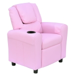 HOMCOM Kindersessel, Minisessel, Kindersofa für 3-6 Jahre alt, Liegefunktion, Eingebauten Becherhalter, Rosa, 62 x 56 x 69 cm