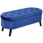 HOMCOM Sitzbank Sitztruhe Bettbank Schuhbank 2-in-1 erhöhte Beine Samt Dunkelblau 117 x 46,5 x 45 cm