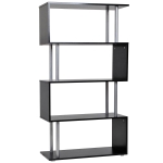 HOMCOM Standregal 4 Fächer Raumteiler Eckregal Wandregal Büroregal Schwarz 80x30x145 cm