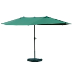 Outsunny Sonnenschirm Gartenschirm Marktschirm Doppelsonnenschirm Terrassenschirm mit Schirmständer Handkurbel Dunkelgrün Oval 460 x 270 x 240 cm