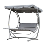 Outsunny® Schwebeliege Hollywoodschaukel mit Dach 2 Sitzer Metall Grau