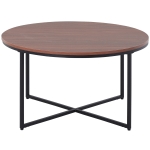 HOMCOM Couchtisch rund in Holzoptik, Kaffeetisch, Metallbeine, Spanplatte, Braun, Ø80 x H45 cm
