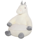 HOMCOM Plüsch-Kindersessel Plüschtier Kinderstuhl Sofa Einhorn für Spielzimmer Kinderzimmer von 18 bis 36 Monaten Weiß 59 x 50 x 68 cm