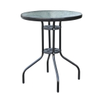 Outsunny Gartentisch Balkontisch Bistrotisch Glastisch Beistelltisch Metall+Sicherheitsglas ∅60xH70cm